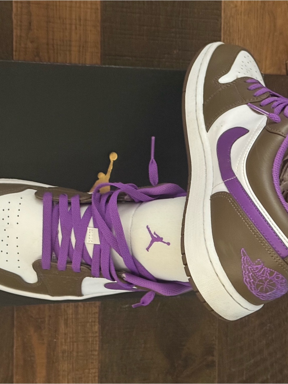 Mens Nike Air Jordan Low Top Sneakers - White & Purple - Picture 3 of 7